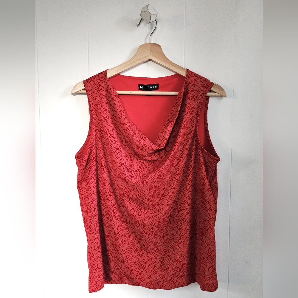 N TOUCH Red Dot Drape-Neck Tank